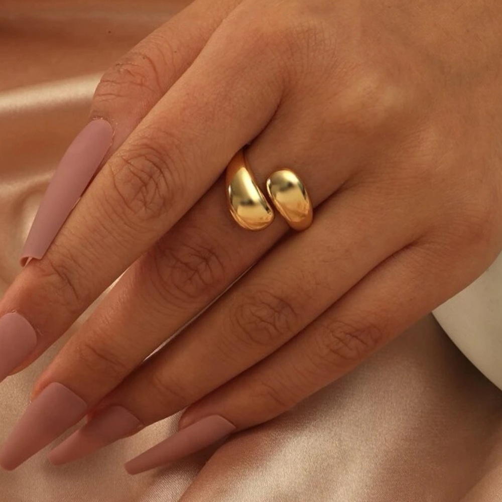 Minimalist STACY gold cuff bubble ring